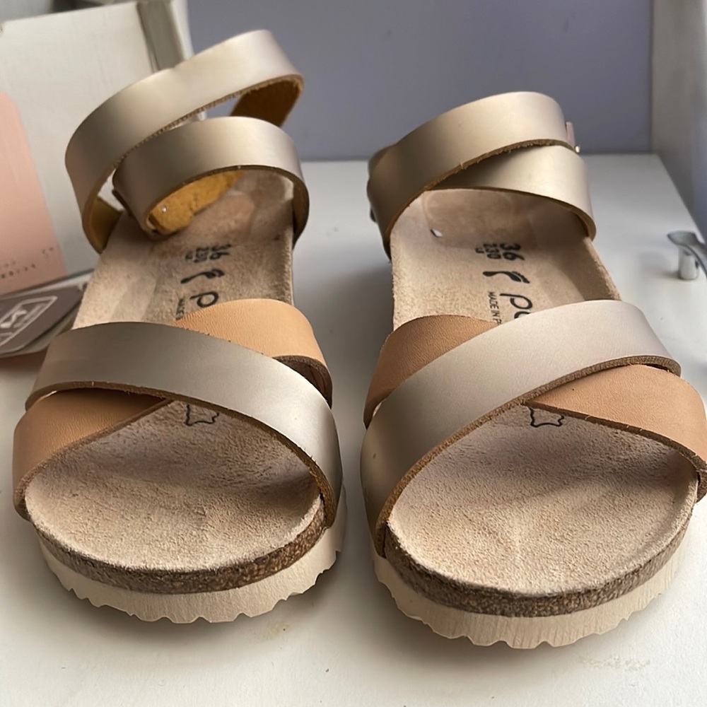 SOLD! Birkenstock Papillio Lola Frosted metallic Rose Wedge Sandal Birkenstock